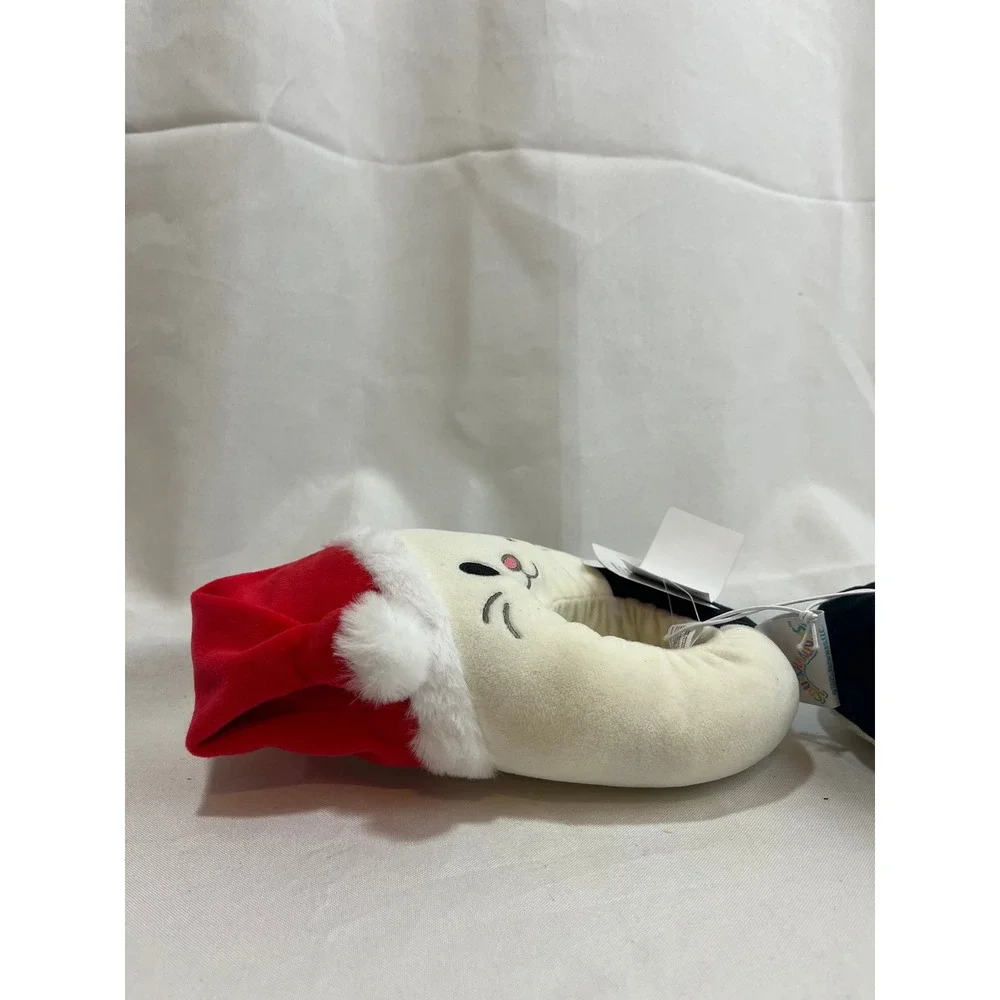 Squishmallows Santa Hat Cat Slippers Kids Size 13/1 Off-White Plush Shoes